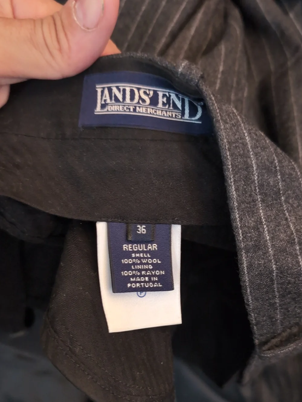 Vintage Lands' End Men's 2-Piece Suit 41R Vitale Canonico Italian Wool pinstripe